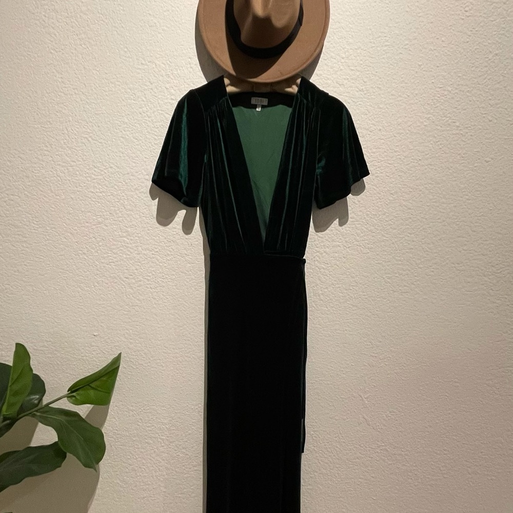 TOBI Velvet Green Dress